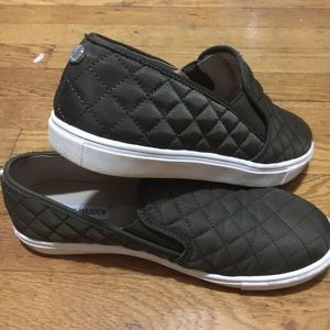 Olive Steve Madden Quilted Slip-Ons